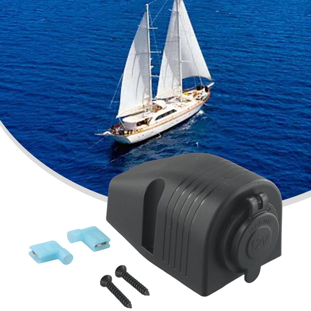 Black Plastic Power Socket 12V 24V for Car Boat Motorcycle Dashboard