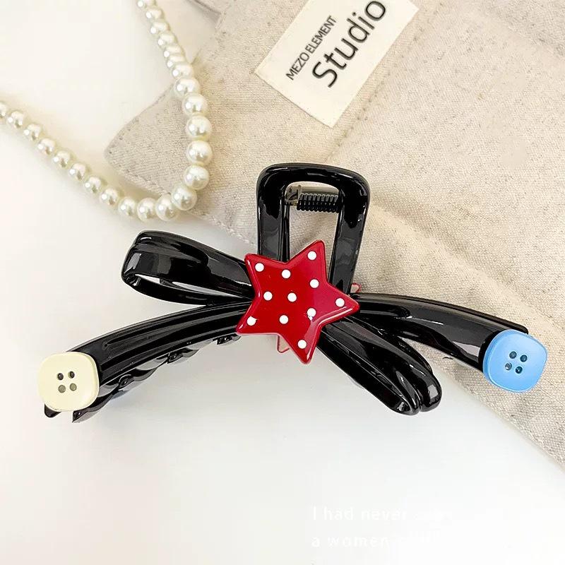 Заколка для волос в корейском стиле с бантом в горошек - Элегантная и универсальная