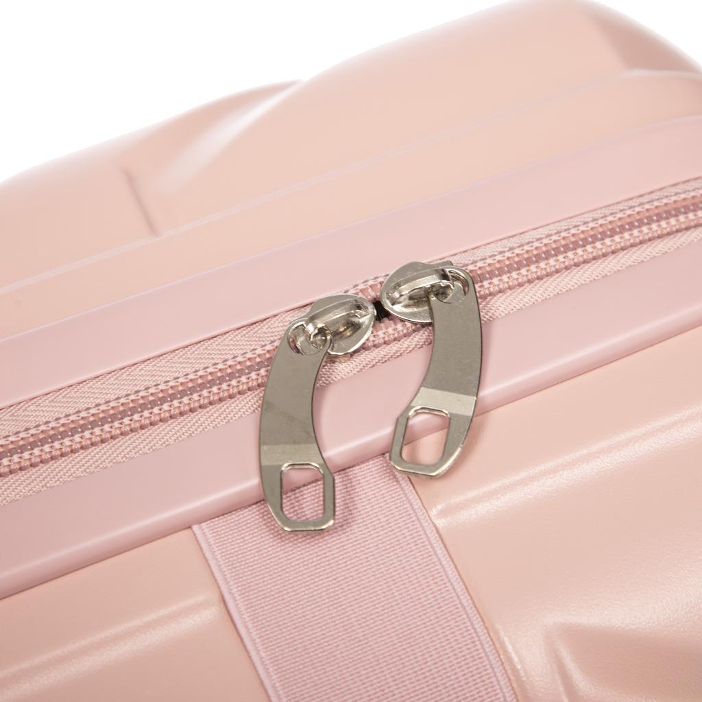 14"/19" 2-Piece ABS Spinner Suitcase Set with Combination Lock & 14" Cosmetic Bag (Pink)