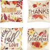 European and American Thanksgiving Decorative Pillow Cover Fashion Cartoon Autumn Harvest Pumpkin Letter Sunflower Print Pillow Pillow Cover