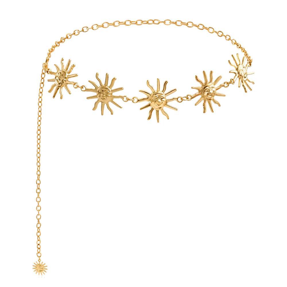 Fashion Golden Tassel Waist Chain Belt Female Bohemian Metal Punk Goth Moon Designer Belts for Women High Quality Dress Chains