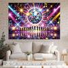 The 2D plane depicts a crowd dancing joyfully under a large disco ball.