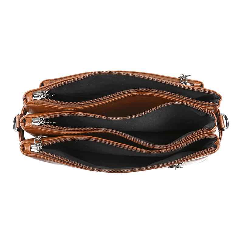 Women Shoulder Bag Soft Leather Middle-Aged Crossbody Bag for Mother Bag Large Capacity Retro Small Square Bag