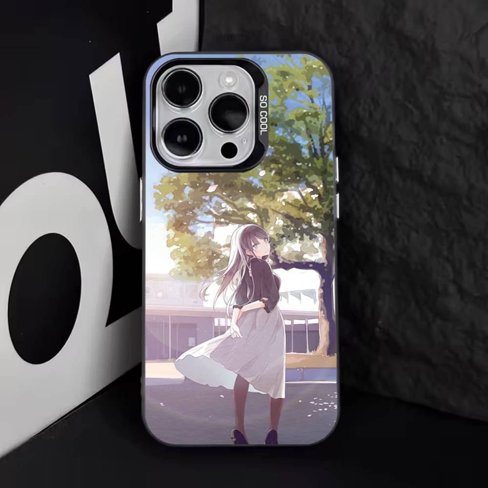 Чехол для телефона Аниме Май Сакурадзима для iPhone 16,15,14,13,12,11,8,7,Pro,Max,Plus,Mini,XS,SE Противоударный Черный Матовый Жесткий
