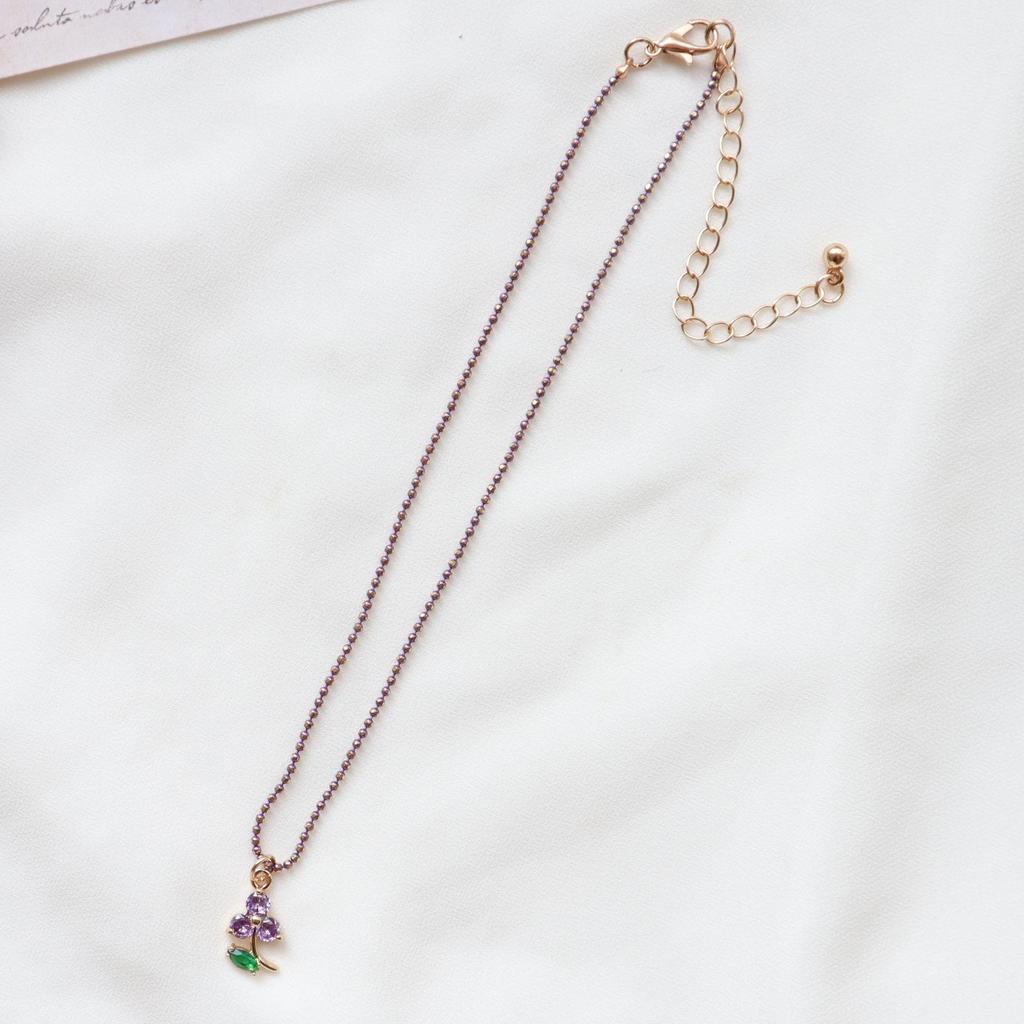 Ожерелье с кулоном в виде банта из фиолетовой цветочной ленты - чокер в стиле феи для женщин