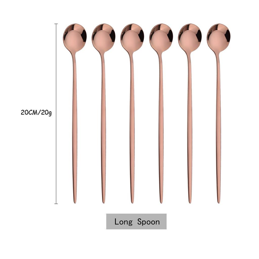 6 шт./компл., красочная ложка с длинной ручкой, столовая посуда, посуда для сока, кофе, перемешивающая посуда, ложка для мороженого, набор столовых приборов, кухонные инструменты