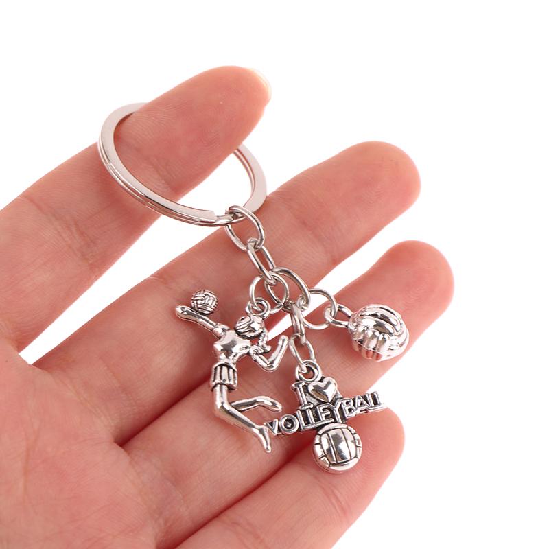 Творческий DIY брелок для ключей с изображением волейболиста, сплав, брелок, подвески, аксессуары, кулон, подарки