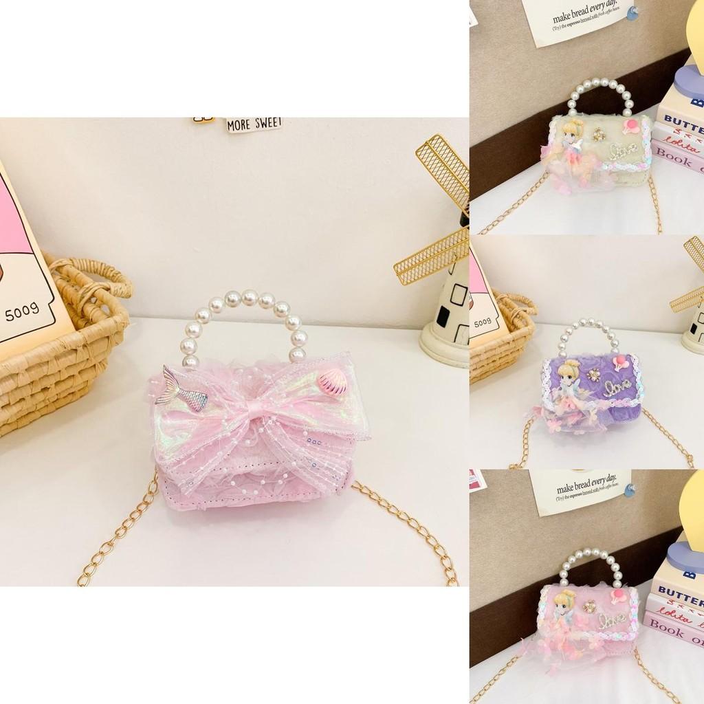Fashionable Childrens Modern Single Shoulder Bag With Pearl Details And Design Bow