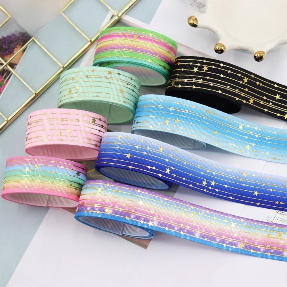 5 Yards Bronzing Stripe Ribbon Gradient Color Star Ribbon Durable Gradient Ribbon Party Decoration