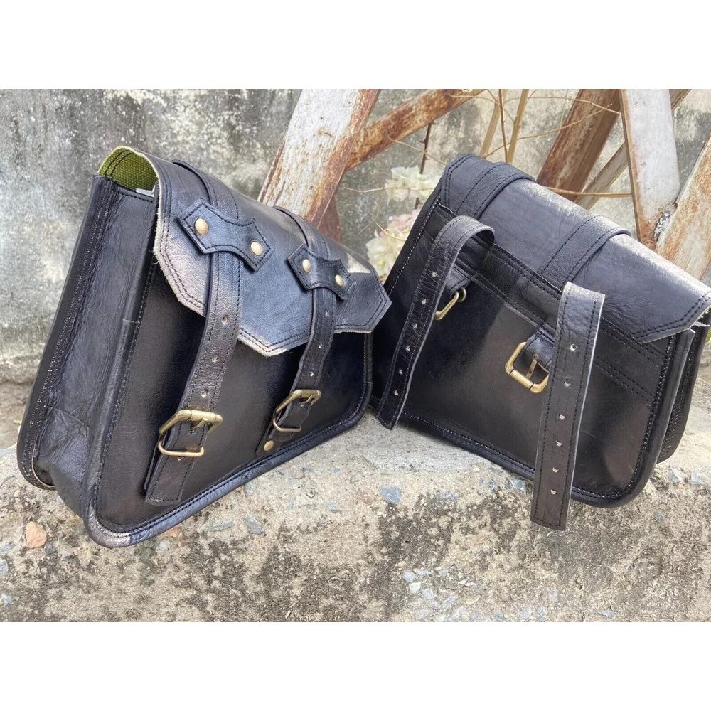 Седельные сумки, седельные кофры для мотоцикла, 3 сумки, боковая сумка, черная кожаная сумка