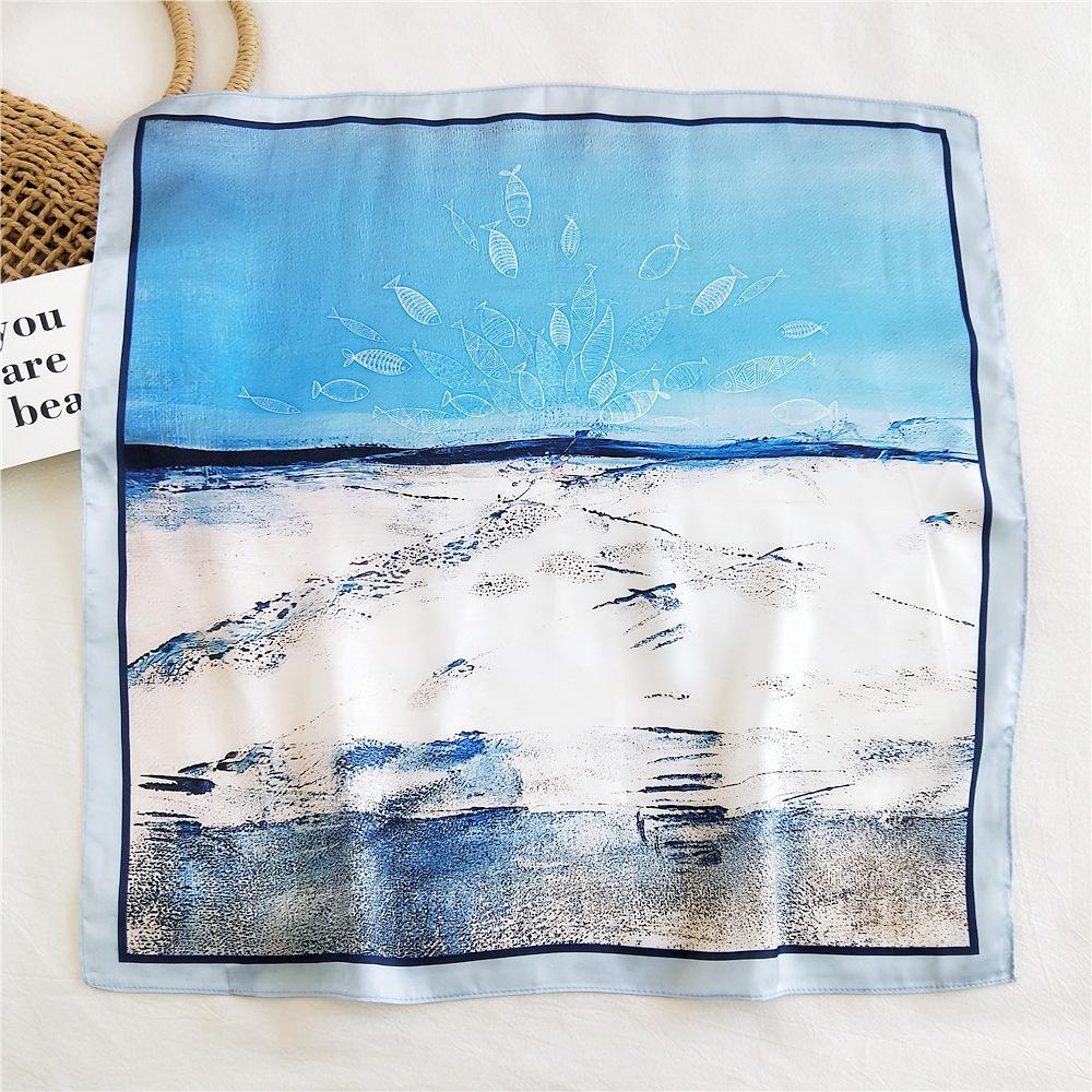 53CM Silk Scarf Small Square Scarf Versatile For Women Spring And Autumn Thin Design Fashionable And Stylish Decorative Scarf Professional Flight