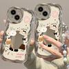 Applicable To Apple 15 Mobile Phone Case IPhone 14 Promax Cartoon Ink Splash Puppy Chain 13/12 Silver Plated 11