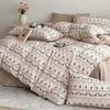 Floral Washed Cotton Jacquard Bedding Set – Four-Piece Duvet Cover with Rounded Corner Bed Sheet