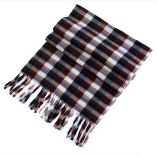 Unisex Winter Scarf Color Matching Plaid Print Tassel Thick Warm Soft Double-sided Plush Long And Wide Keep Warm Neck Protection Lady Fall Scarf