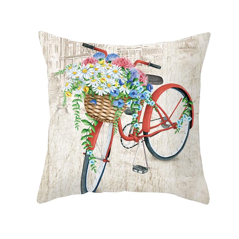 Flower and Grass Bicycle Pillow Cover for Home Ins Nordic Pillow Photo Small Fresh Cushion