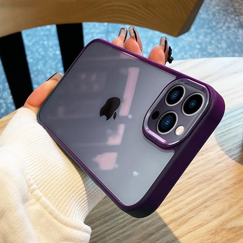 Transparent Metal Lens Protection Case For iPhone 15 14 13 12 Mini 11 Pro XS Max XR X 8Plus Soft Bumper Shockproof Cover