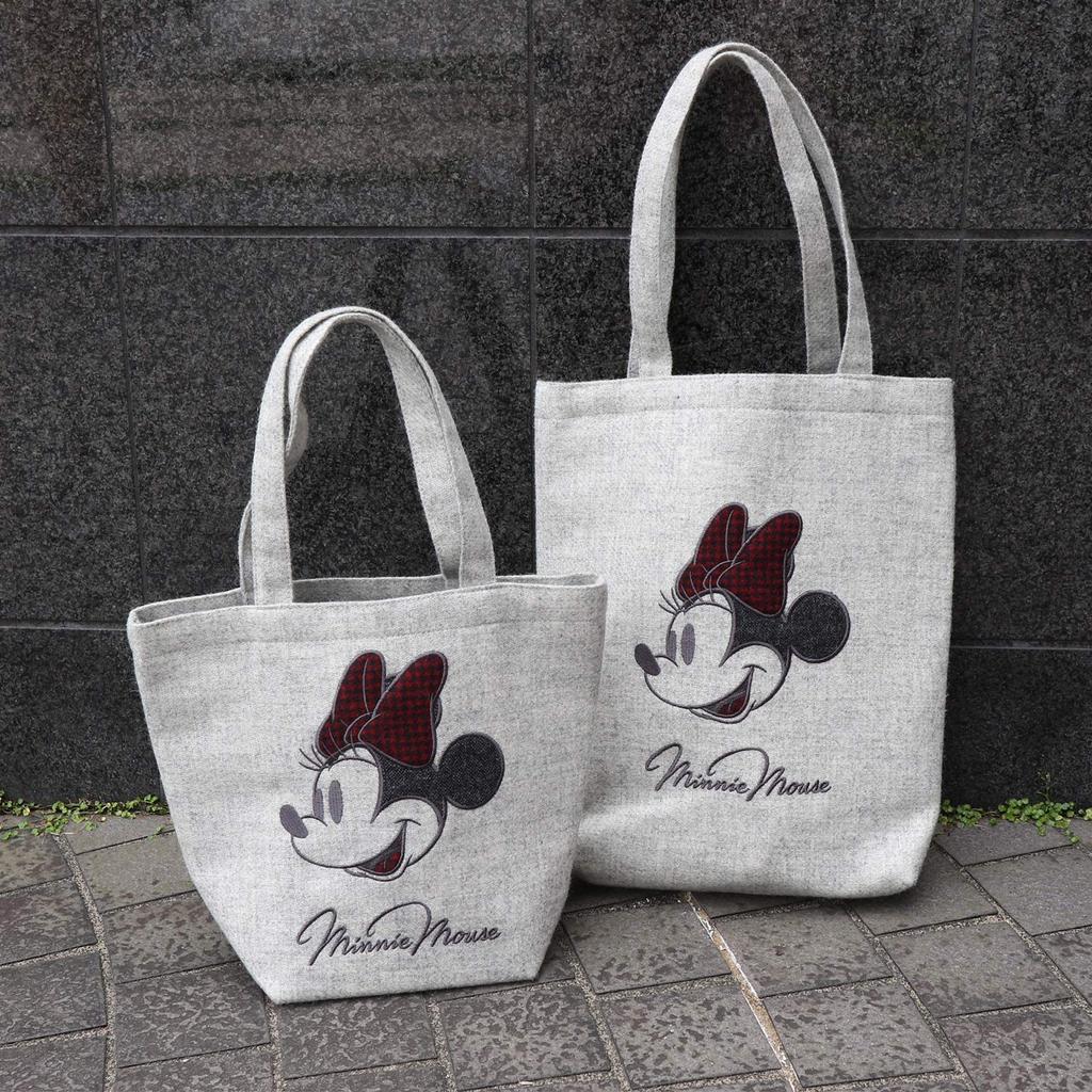Marushin Tote Bag Disney Minnie H35 X W32 X D8cm Big Cute Ribbon UK MOON Company Wool Fabric 2335021300 (excluding Handle)