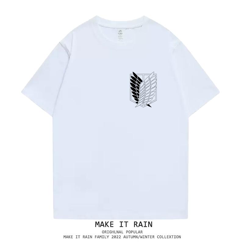 Атака Титанов Крылья Свободы Мультяшное Аниме Оверсайз Уличная Мужская и Женская Футболка с Коротким Рукавом Лето