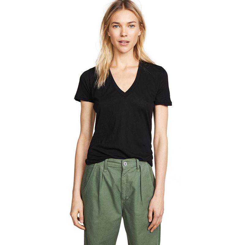 2025 Summer New V Neck Short Sleeve T-shirt Modal Cotton Ins Easiest for Match Pure Color Slimming Women's Shirt Elegant Fashion