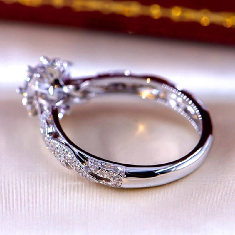 Модное элегантное ослепительное кольцо с цветком для женщин, классическое кольцо с цирконием на годовщину, свадебные обручальные кольца с изящными кристаллами