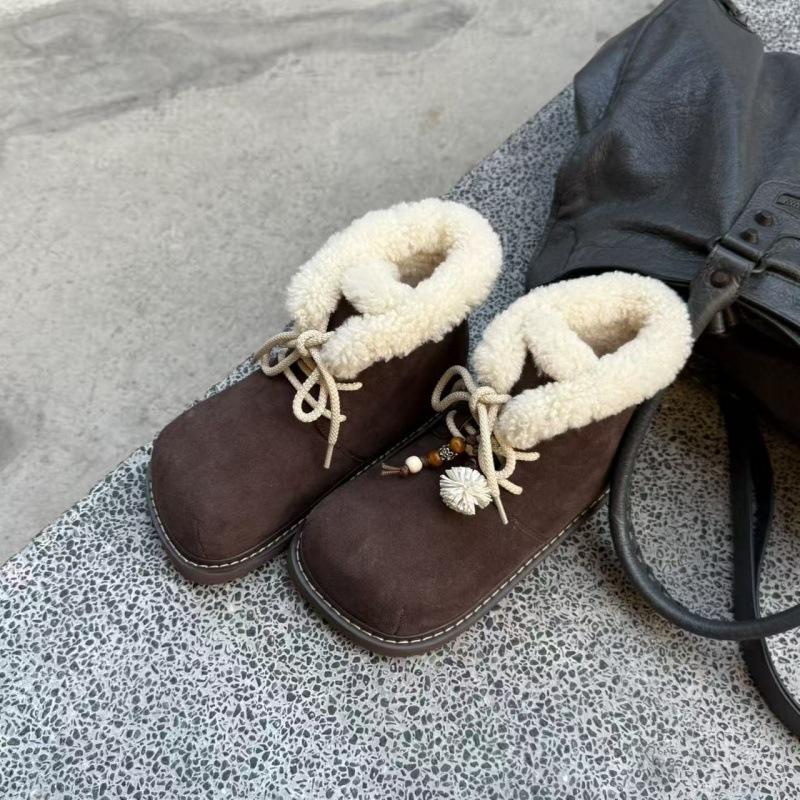 Women's Lightweight Thick Sole Winter Warm Fur One Snow Boots Plush Lamb's Wool Lined Non-slip Casual Sports Cotton Boots Cotton Shoes Sneakers