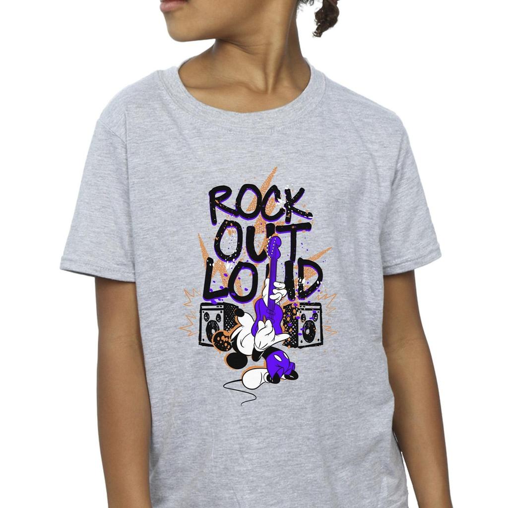Disney Girls Mickey Mouse Rock Out Loud Cotton T-Shirt