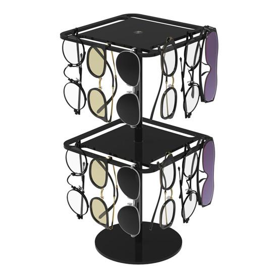 Вращающийся на 360 градусов органайзер для солнцезащитных очков, однослойный/двухслойный прозрачный акриловый стеллаж для хранения очков, экономящий место, прочный держатель для очков