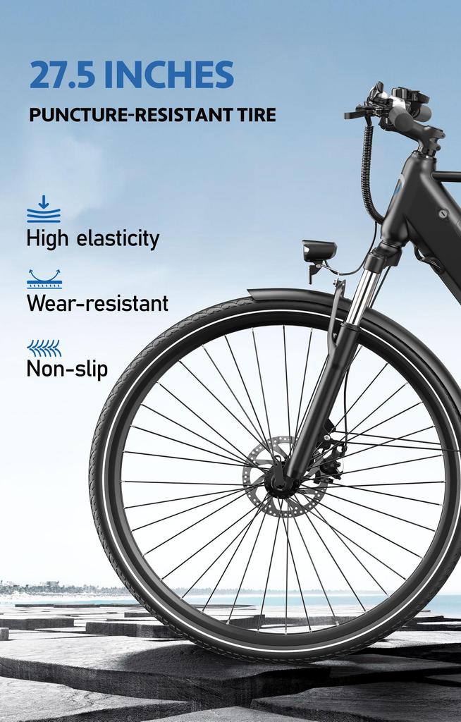 DUOTTS C29 Lite City Electric Bike 250W Motor 36V 13Ah Battery 27.5 inch Tires 25km/h Max Speed 65km Max Range Shimano 7-speed