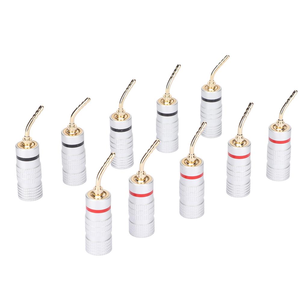 10pcs Banana Plug Needle Type Professional 24K Gold Plated Speaker Wire Connectors for Speaker Wire Home Theatre