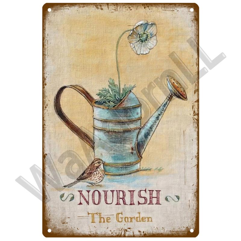 Ретро садовая жестяная вывеска, винтажный настенный плакат, металлический знак, декоративная настенная тарелка, цветочная табличка, металлический винтажный декор, аксессуары