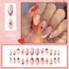 24 шт. накладных ногтей на День святого Валентина, длинные, миндалевидные, с полным покрытием, искусственные ногти, глянцевые, с сердечным дизайном