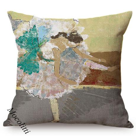 Ballet Girls Oil Painting Art Home Decoration Sofa Pillow Case Sexy Woman Portrait Impressionism Painting Style Cushion Cover