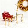Minimalist Reindeer Statue Artistic Alloy Deer Sculpture Modern Abstract Golden Reindeer Ornament for Christmas Tabletop Mantel Living Room