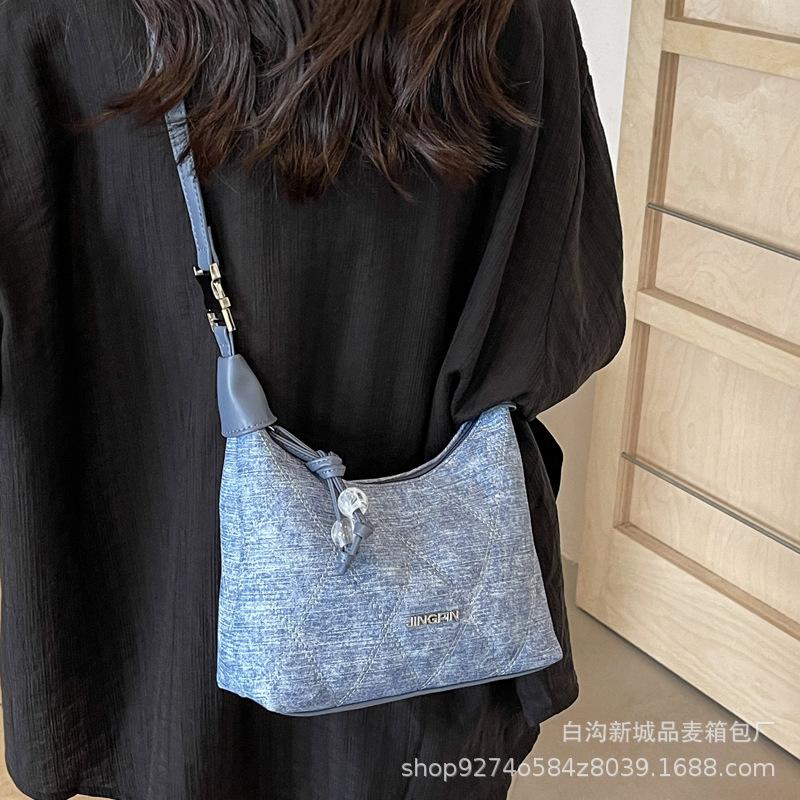 This Year's Popular Handbag Women's 2025 New Trendy Shoulder Bag Foreign Denim Crossbody Bag