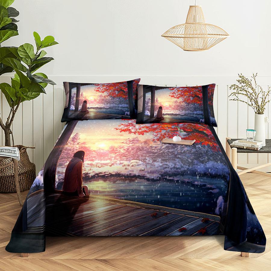 Comforter Scene Bed Sheet And Bedding Linens Queen King Double Size 220X240 Trees For Bedroom Soft Twin Full Single