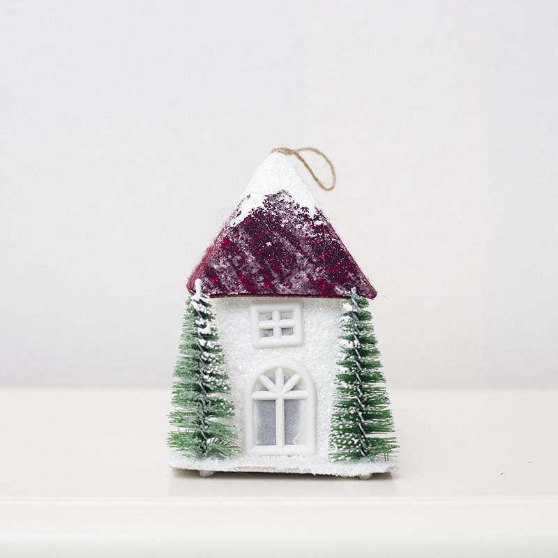 Рождественский снежный домик подвеска рождественский деревянный коттедж креативный пластик с гирляндами орнамент отель свадебный ночной светильник декор