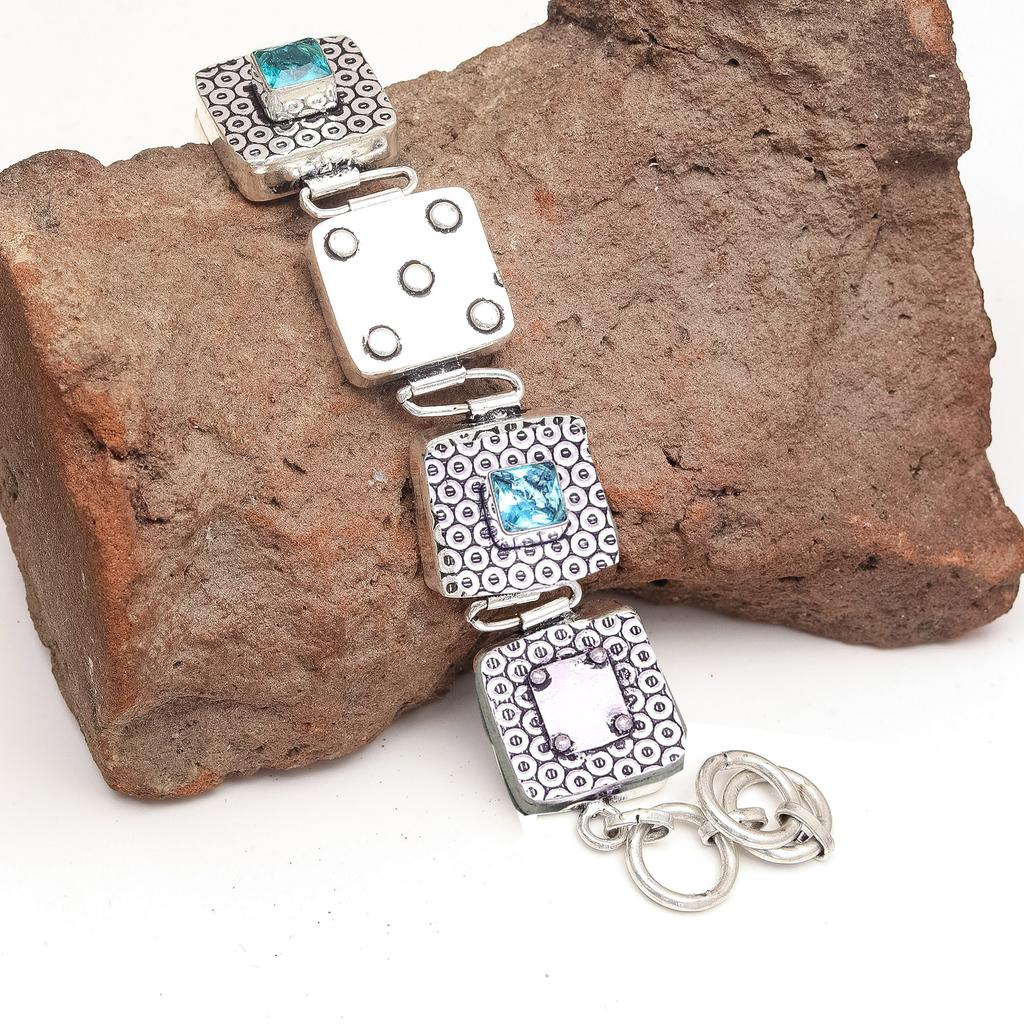 Браслет London Blue Topaz Sterling Gemstone Handmade 7-8" Jewelry