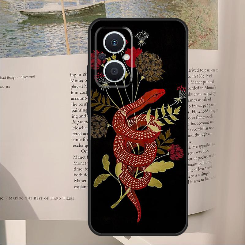 Snake Flower Cover For OPPO Reno 7 8 Lite 11F 12F 13F 14F 10 11 12 13 14 Pro OPPO Find X6 X8 X9 Pro Case