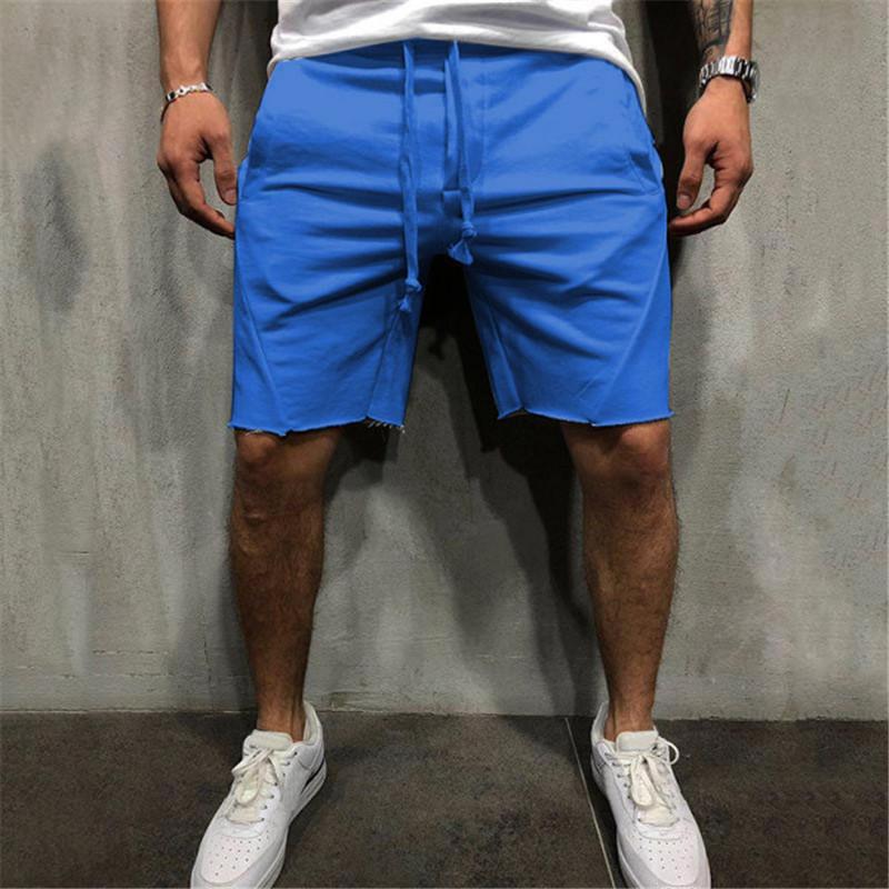Men's Solid Color European-Size Casual Fitness Shorts for Running and Sports