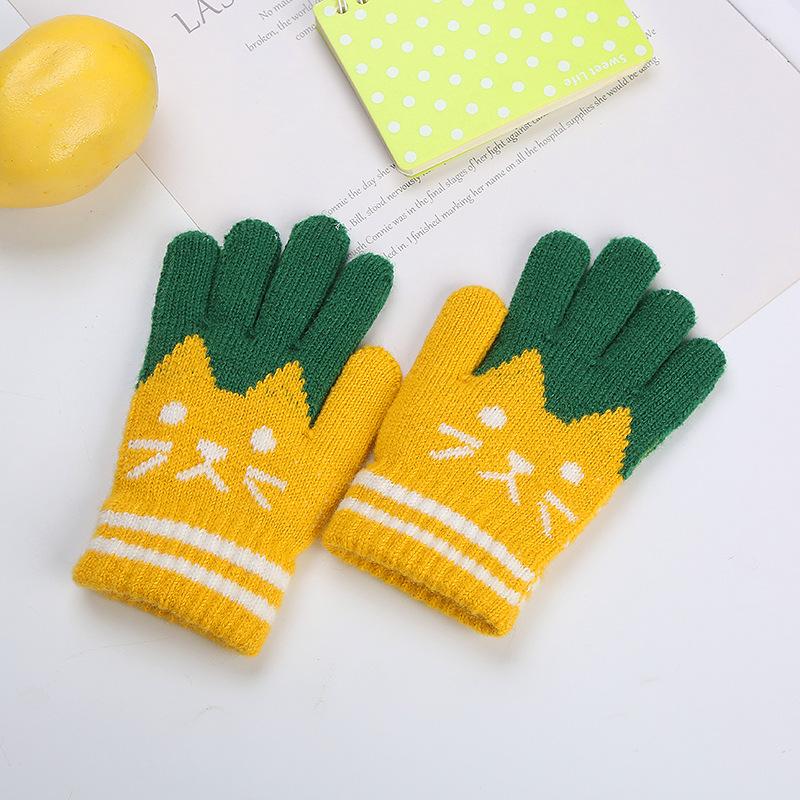 Зимние милые кошачьи перчатки из бархата с утолщенной теплой вязкой из искусственного кашемира для мальчиков и девочек-студентов