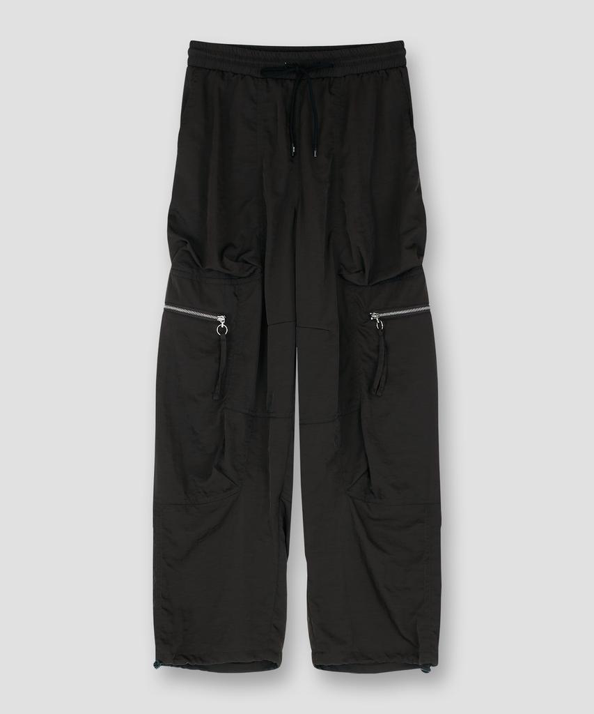 NUAKLE Unisex Cargo Pocket Wide Jogger Pants_Brown