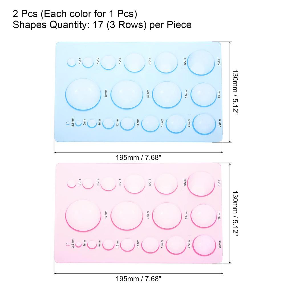 PATIKIL Шаблон для квиллинга из бумаги 195 x 130 2 шт. Форма-полусфера Инструмент для гофрирования для 3D цветочного горшка Синяя и розовая доска, мм, Купол, 3-рядный крафт,