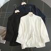 2025 Spring/Summer Drapey Seven-Sleeve Shirt & Thin Jacket with Stand-Up Collar - Japanese Style Women's Casual Wear