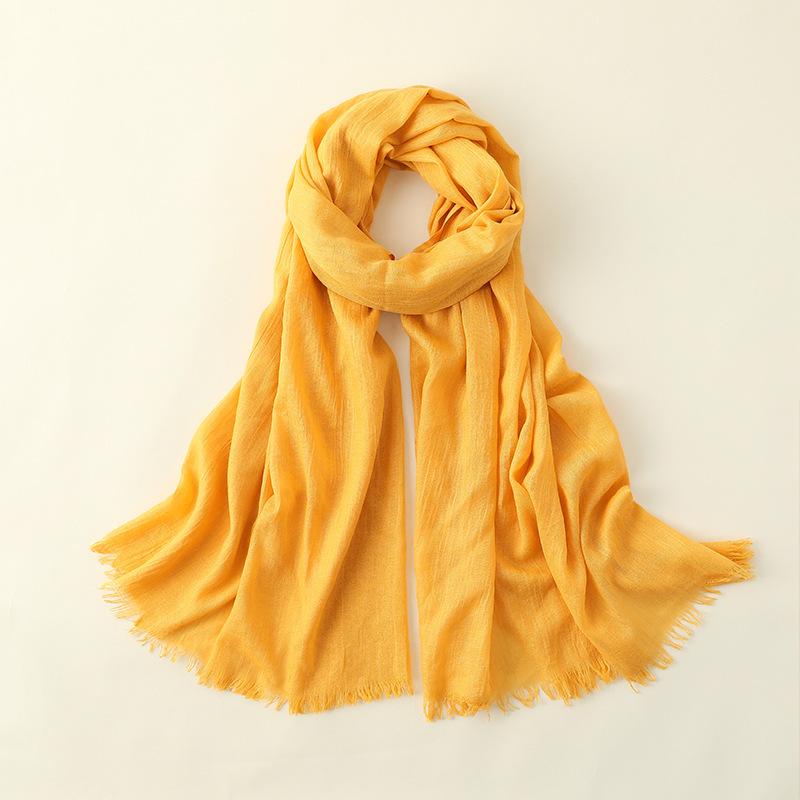 Solid Color Cotton Linen Scarf for Women Lady Literature Anti-sunburn Long Tassel Scarves Autumn Soft Gauze Wrap Shawls New