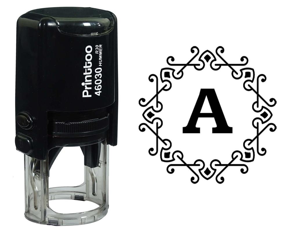 Printtoo Alphabet A Monogram Octagon Celtic Swirl Frame Self Inking Rubber Stamp Office