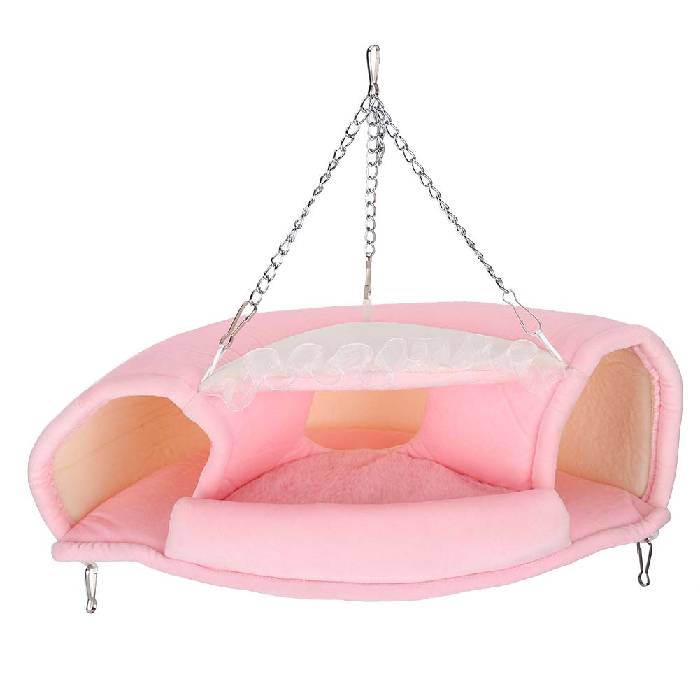 Small Pet Hanging Tunnel Bed Soft Winter Warm House Hammock Cage for Hamster Squirrels S