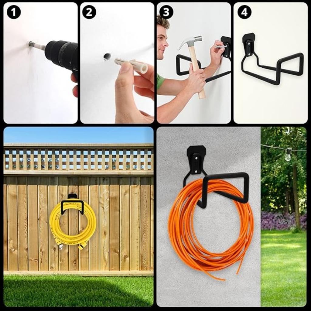 Настенное крепление для садового шланга, прочный металлический держатель для шланга для воды, органайзер для подвесного крючка для садового шланга, веревки, растягивающийся шланг
