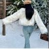 Autumn Winter Y2K Faux Fur Short Coat for Women Turn-down Collar Fur Outerwear Ladies Casual Slim Long Sleeve Jacket
