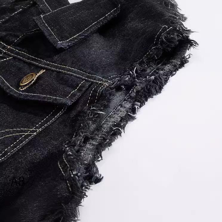 Men's Korean Version of The Slim-fit Trend Black Denim Vest Large Size Motorcycle Youth Korean Version of The Vest Waistcoat Vest