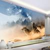 Photo Wallpaper 3D Retro Snow Mountain Moon Wolf Mural Restaurant Cafe Living Room Background Wall Decor 3D Wall Paper